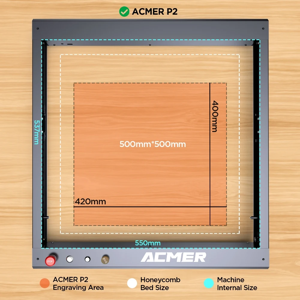 ACMER P2 33 واط حفارة الليزر مع مساعدة الهواء القضبان الصناعية واي فاي APP التحكم آلة القطع بالليزر نحت الخشب أكسيد الألومنيوم