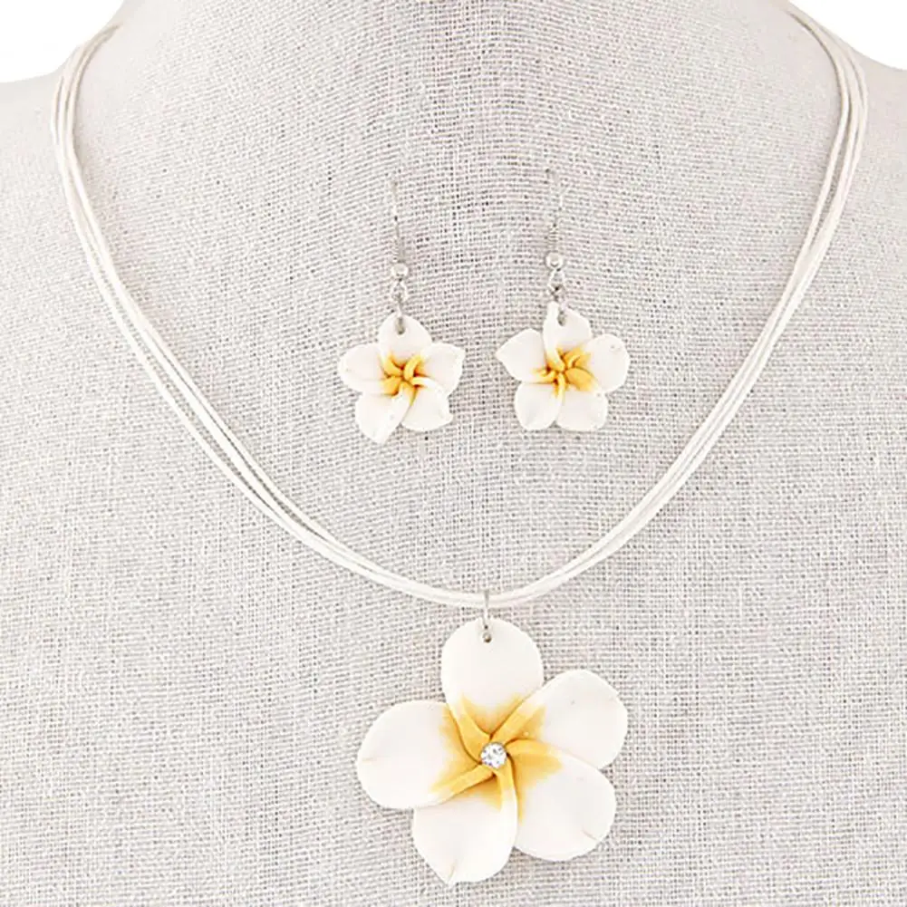 Jewelry Set Fashion Attractive Alloy Flower Dangle Jewelry Set for Party Dating Vacation Necklace Earrings for Women Gift