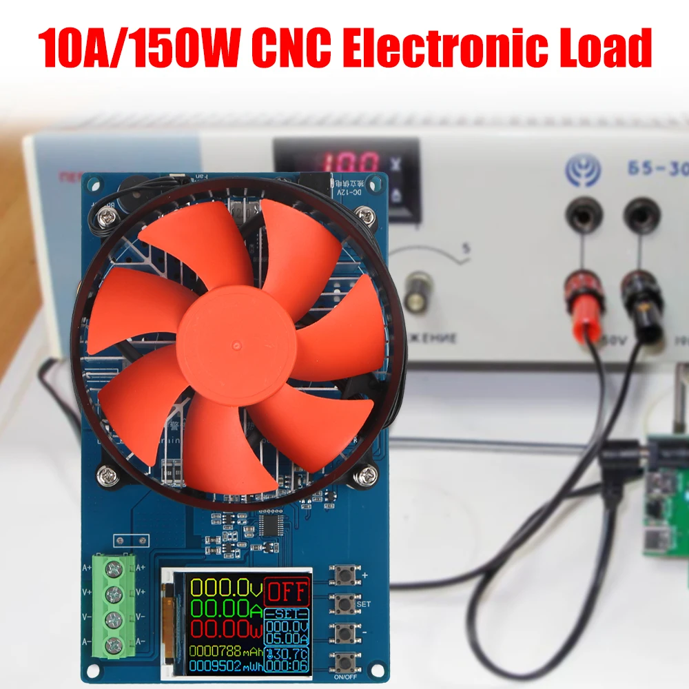 Electronic Load 4-wire Lithium Battery Tester Monitor Discharger Battery Tools US Plug 150W 10A DC Adjustable Testing Module