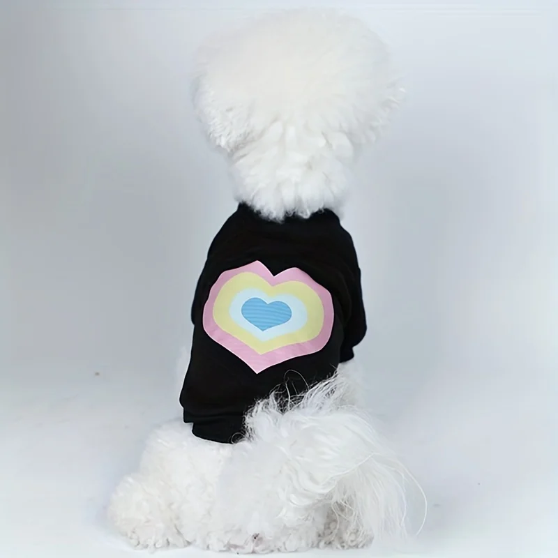 Pet clothes, dogs, cats, sweatshirts, warm and comfortable with velvet, printed clothes, simple and generous