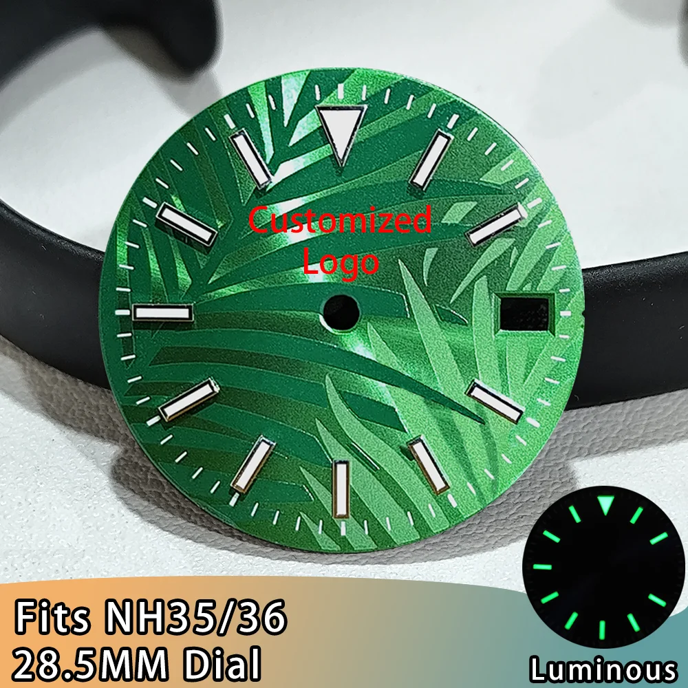 

Customized Logo Dial 28.5 Dial NH35 Leaf Pattern Watch 28.5MM NH35 Watch Dial Watches Dial Accessories NH36 Dial