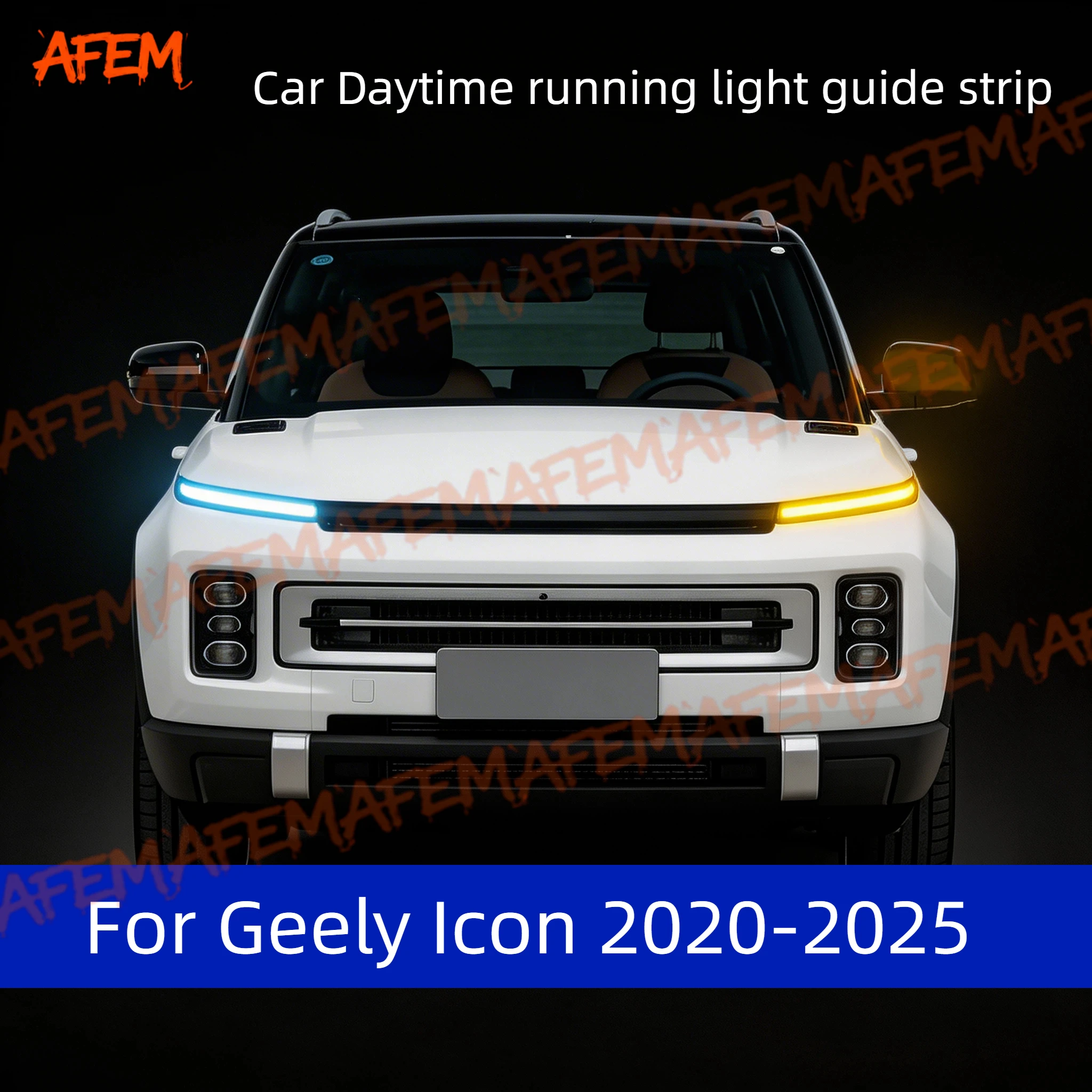 2pcs Car DRL Daytime Running Light Start Scan Style Sequential Flowing Turn Signal Light Ultra-Thin LED For Geely Icon 2020-2025