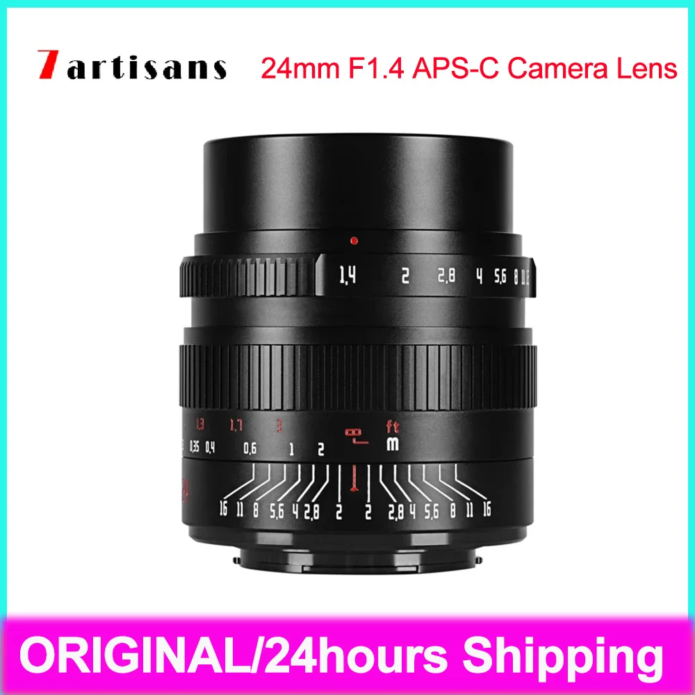 7artisans 24mm F1.4 APS-C Camera Lens Manual Focus Prime Lens For Sony E Fuji XF Nikon Z Canon RF/EOS-M M43 Mount Camera