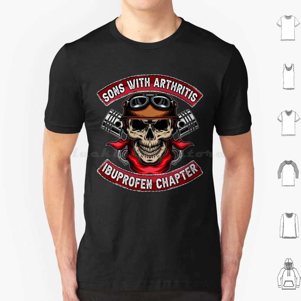 Sons With Ibuprofen Chapter Funny Biker Skull T Shirt Big Size 100% Cotton Motorcycle Biker Sons With Ibuprofen Chapter Funny
