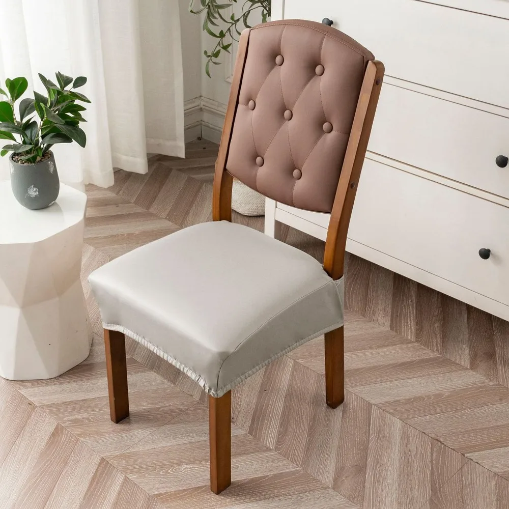 Durable PU Dining Chair Covers Stain Resistant Waterproof Seat Covers Transparent Oil-proof Clear Seat Protector Pet Household