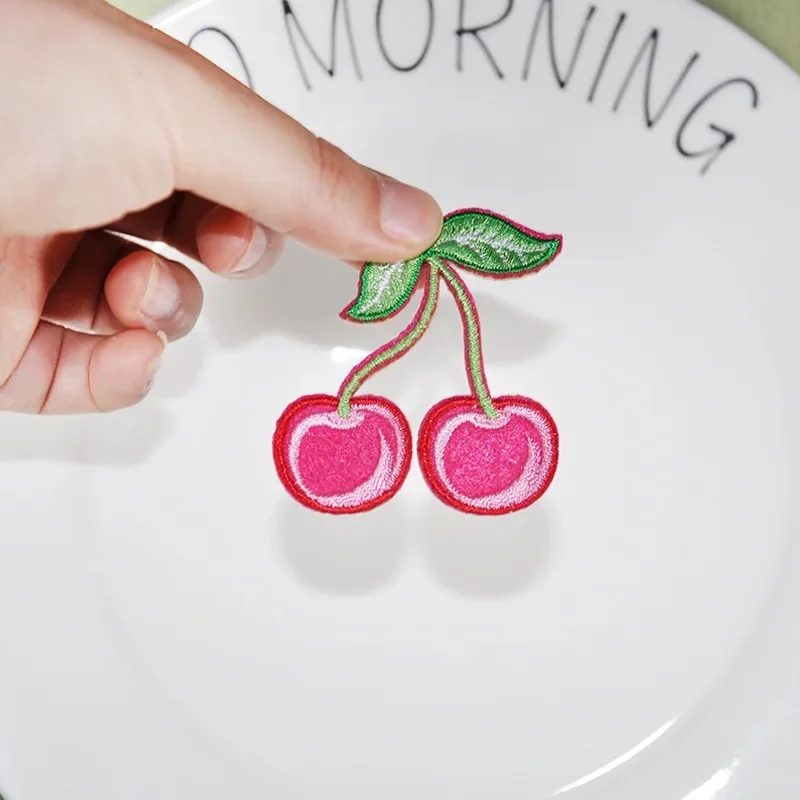 Summer Fruits Embroidery Iron on Patch Cartoon Watermelon Cherry Cloth Appliques Decorative Clothing Accessories Thermo Stickers