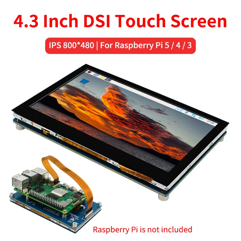 4.3 Inch DSI Touch Screen for Raspberry Pi 5 4B 3B+ 3B Capacitive Touch IPS Display 800*480 LCD Monitor for RPi 5 4B 3B+ 3B