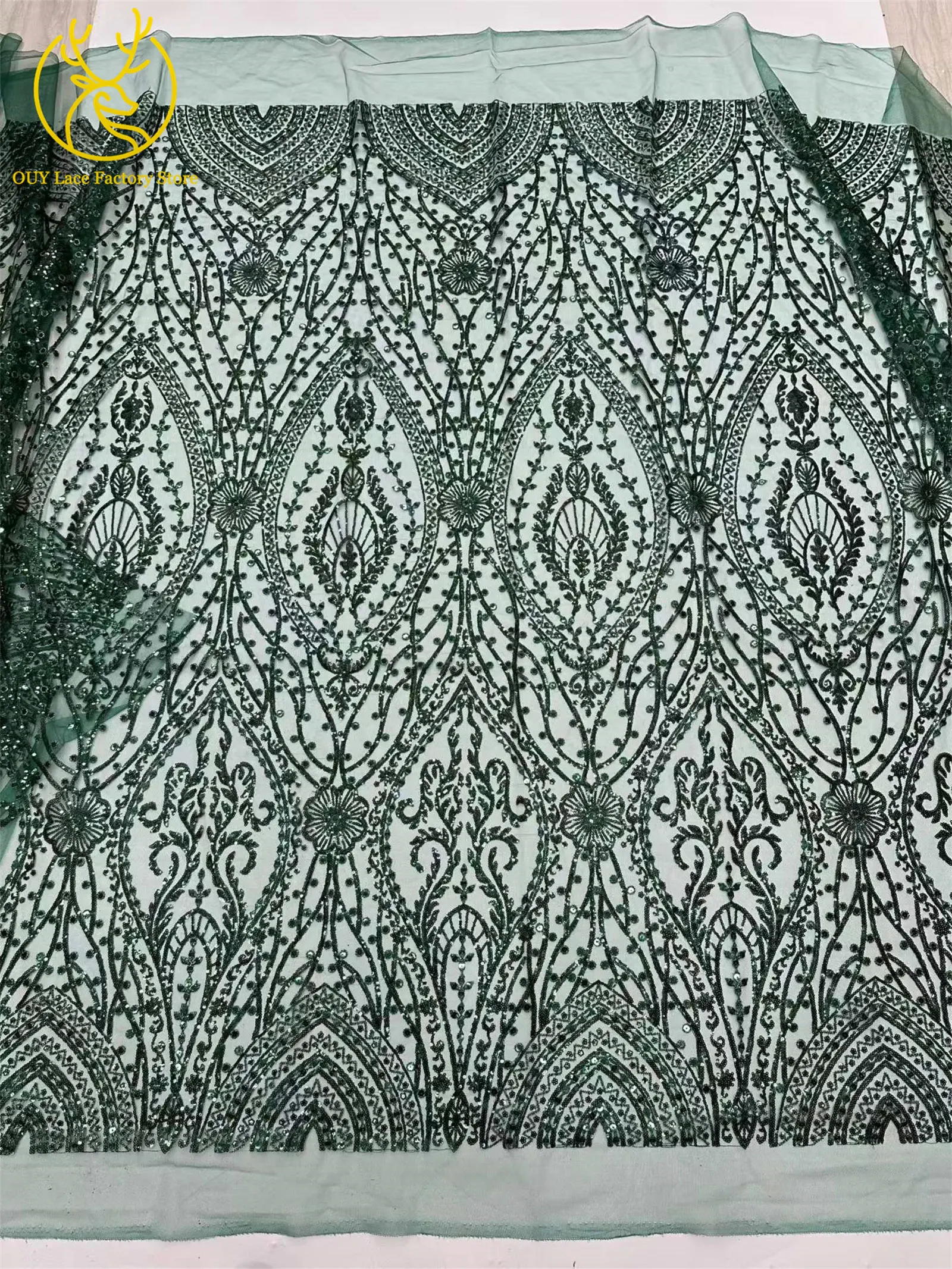 5 Yards Brauner Afrikanischer Spitzenstoff 2026 Nigerianische Pailletten Perlen Hochzeitsdekoration Tüll-Spitzenstoff Braut Partykleid Nähen – Detail 27