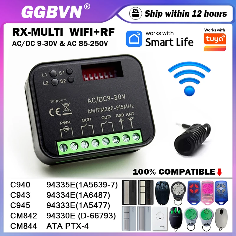 RX MULTI WIFI Receiver Gate Opener For ATA PTX4 LiftMaster 94335E 1A5639-7 94334E 94333E 94330E Merlin C943 C945 Remote Control
