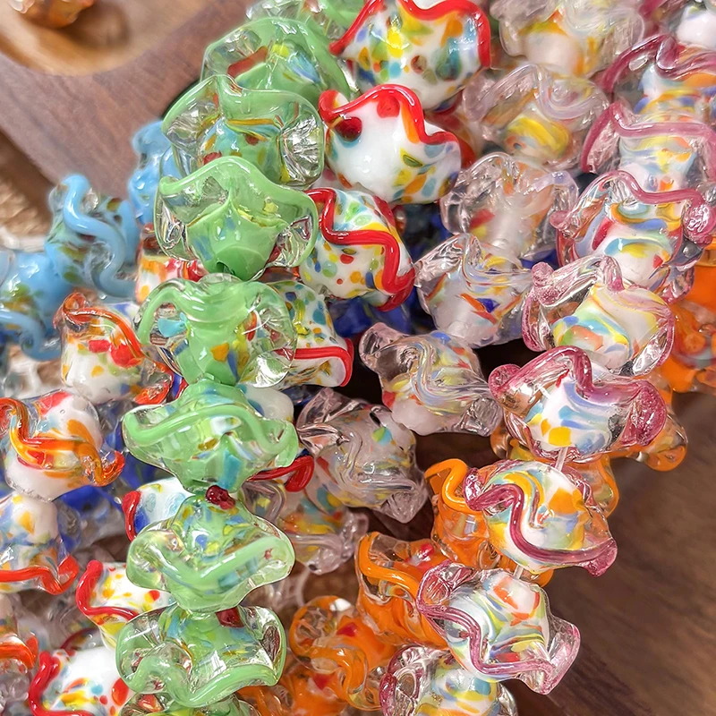 6pcs Glass Bead Skirt Edge Cake Diy Handmade Bracelet Necklace Beading Materials Loose Beads