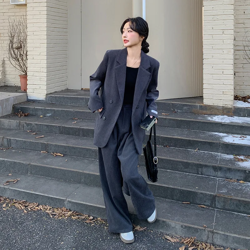 

Korean version high-end two-piece set women autumn 2025 new style temperament suit coat+straight leg pant commute set