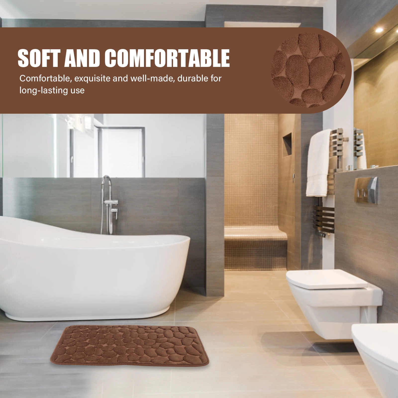 

Premium Bathroom Anti-Slip Rug Thicken Floor Mat Non-S Ground Mat For Home Bedroom Living Room Water Absorption Easy Clean