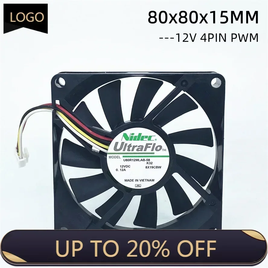 

Brand New Nidec 8CM 80mm 12V Cooling Fan U80R12MLAB-58 Computer Case Cooling Fan 4pin
