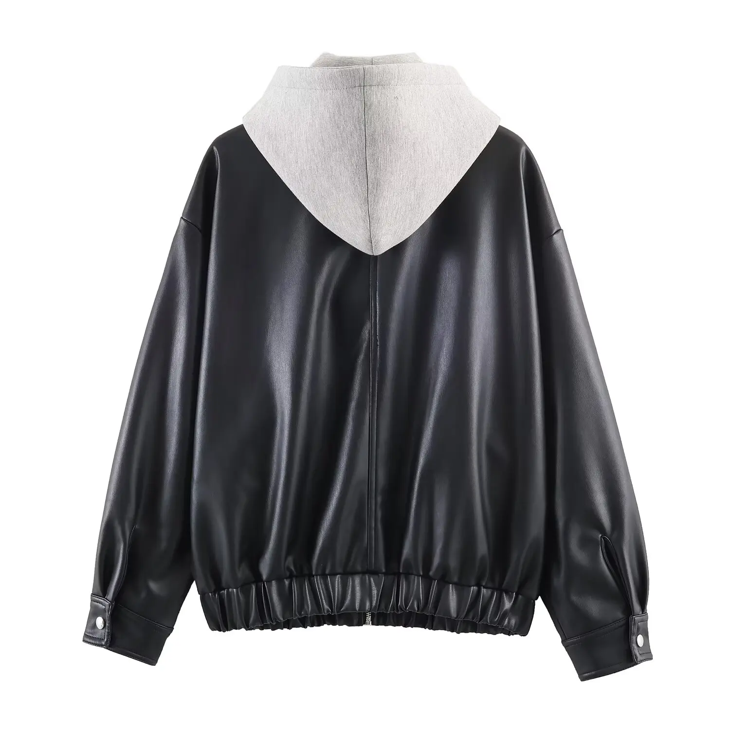 Veste Patchwork Effet Cuir Tendance pour Femme – Nouvelle Collection Automne JNLEAOG – Manteau Polyvalent en Polyester à Manches Longues et Fermeture Éclair