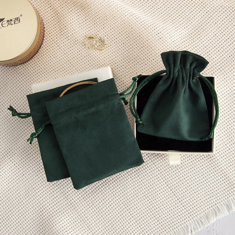 5pcs Premium Flannel Drawstring Pouches for Jewelry Storage