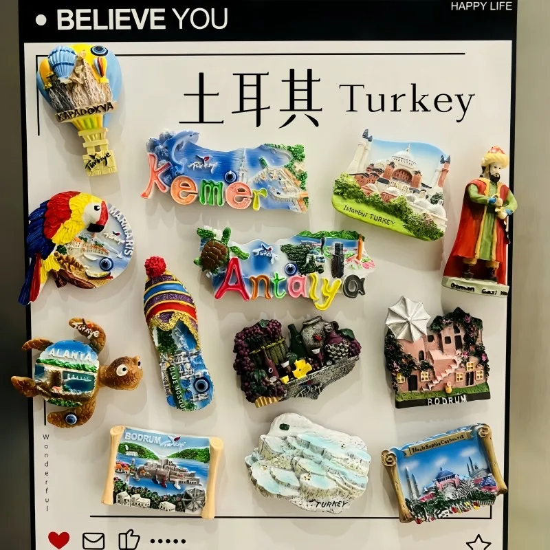 Turkey 3D Fridge Magnets Tourism Souvenir Resin Refrigerator Magnets Sticker Collection Handicraft Ornament Gift Home Decoration