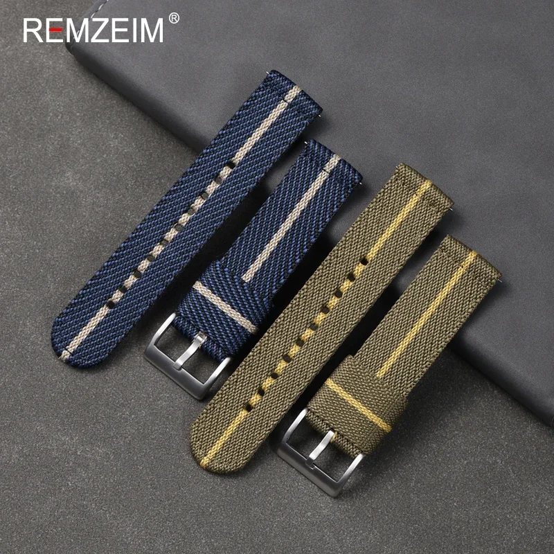 Men's and Women's Comfortable Wristwatch Band 20mm 22mm Double Section Nylon Quick Release Strap Universal Bracelet