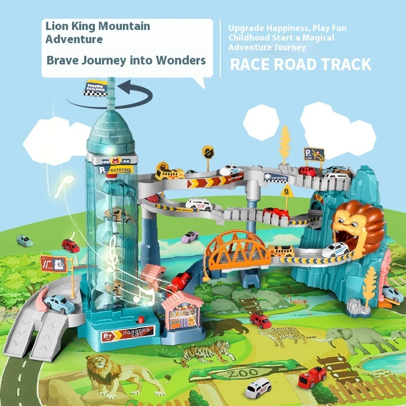 

Король Лев, горная приключенческая трековая машина с подсветкой и музыкой, обучающая игрушка-головоломка, строительная игрушка для мальчиков, подарок на день рождения