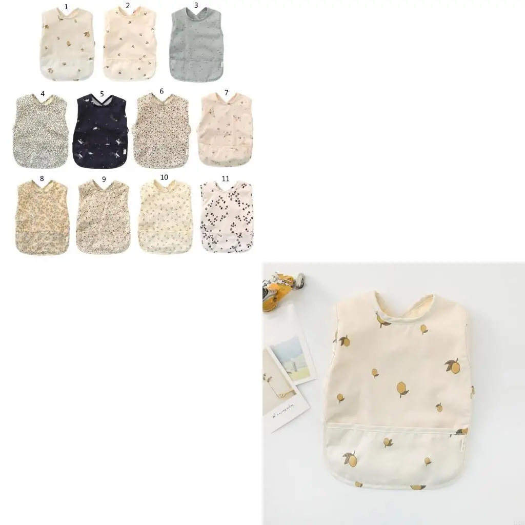 

Baby Drool Bib Burp Cloth with Pocket Bag Sleeveless Waterproof Feeding Cloth Washable Apron Mess Smock Toddler Feeding for 425F
