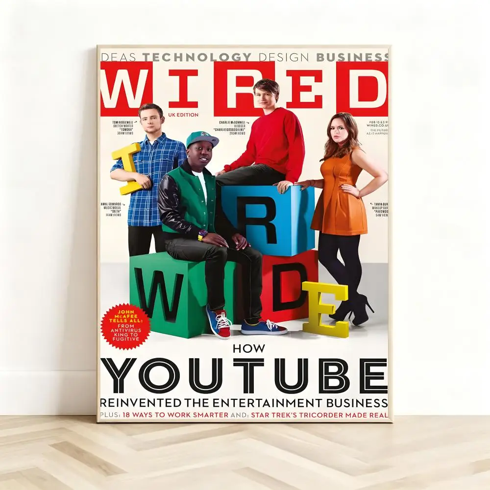 Tech Magazine W-Wired Poster Classic Self-Adhesive PP Wall Sticker for Living Room Bar Decor Gift