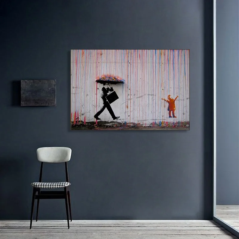The Boy Behind The Curtains Poster and Prints Graffiti Banksy Street Art Funny Monkey Canvas Painting Print Wall Art Home Decor