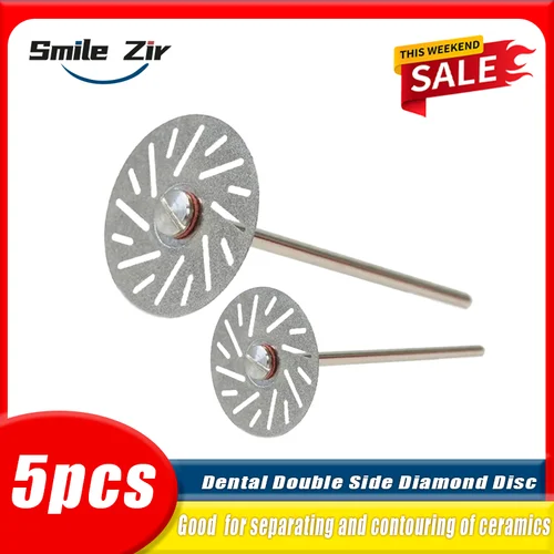 Disco de diamante Dental de 5 uds., 0,25mm, disco de corte de grano Extrafino de doble cara, espesor, máquina pulidora de dentista de laboratorio Dental