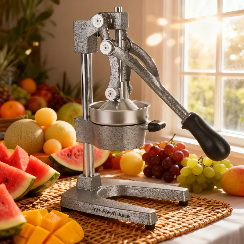 

Stainless Steel Manual Juicer, Heavy-Duty 304 Commercial & Home Citrus Press, Ergonomic Handle with Lever Mechanism