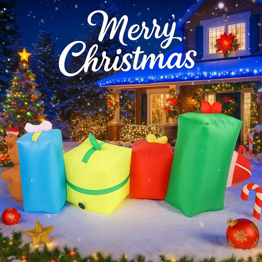 Scatole regalo giocattolo gonfiabili da 9,84 piedi Orsacchiotto con luce a LED Decorazione per feste da giardino di Natale Forniture per la casa di Natale Ornamento regalo