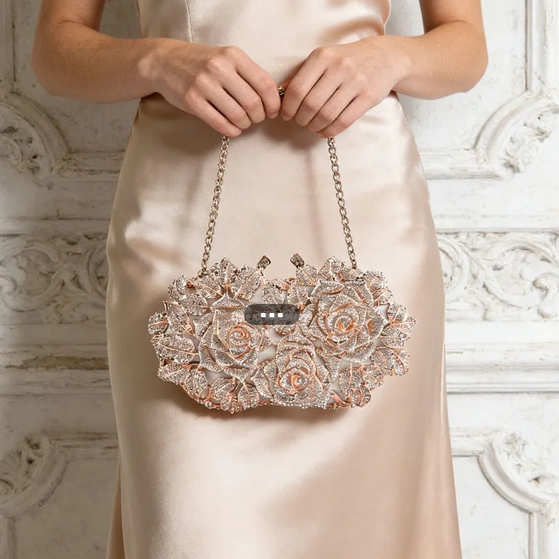 OC3709 Luxury Sparkly Women Shimmer Sequin Crystal Evening Clutch Bag With Detachable Chain For Party Nightclub Wedding Prom