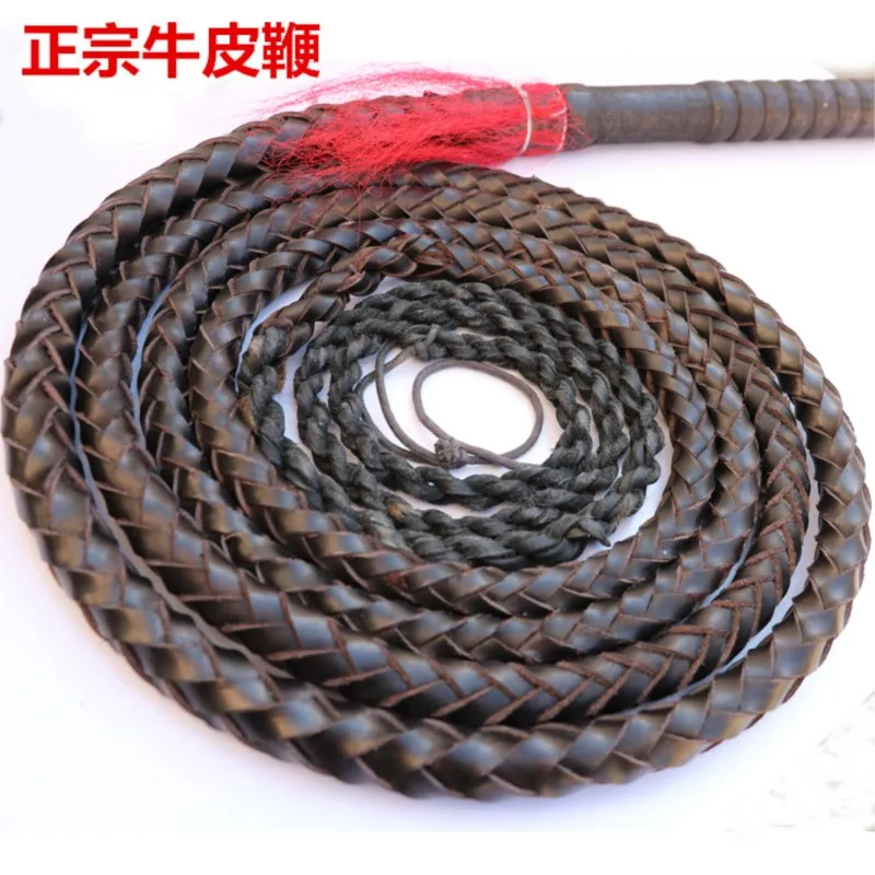 

Handmade Pure Cowhide Whip Telescopic Workout Martial Arts Self-Defense Gyro Shepherd Chain Horsewhip Soft