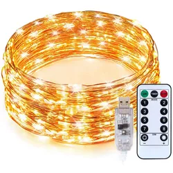 5/10/20M String Copper Wire LED Christmas Light Ourdoor Remote Fairy Lights Battery/ USB Garland For Party Home  Wedding Decor