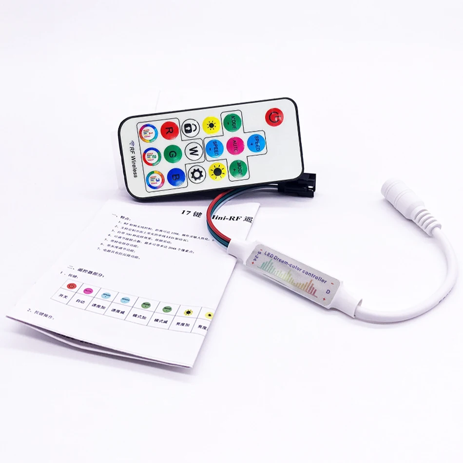 Mini Color RGB LED Music Controller USB5V DC 5V 12V 24V 6A 2048 Pixel e 17 tasti RF Wireless Remote per WS2811 WS2812B Strip Light