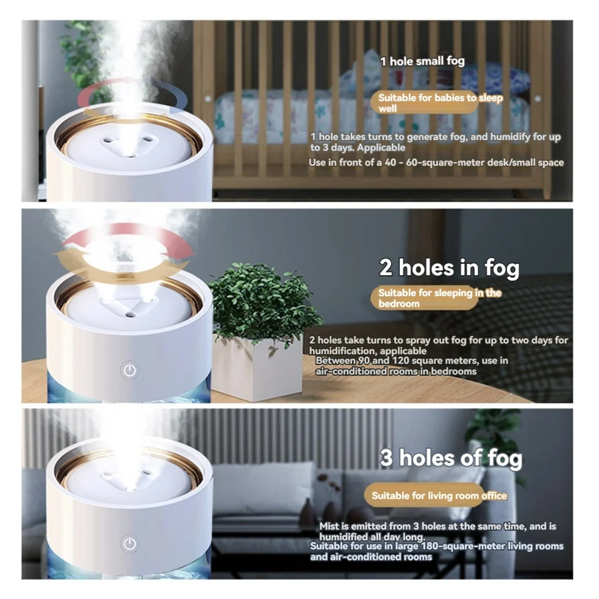 Pelembap Udara Transparan Kapasitas Besar 2L USB Bisu dengan Lampu LED Penyebar Minyak Esensial Ultrasonik