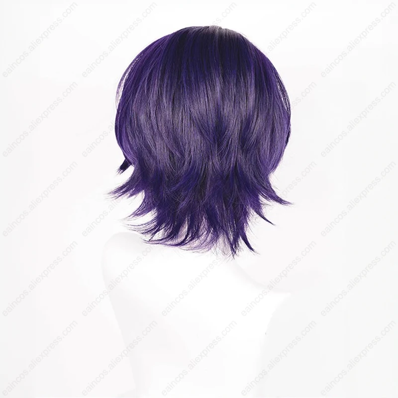 HSR Dr. Ratio Cosplay Wig 33cm Purple Mixed Color Wigs Heat Resistant Synthetic Hair