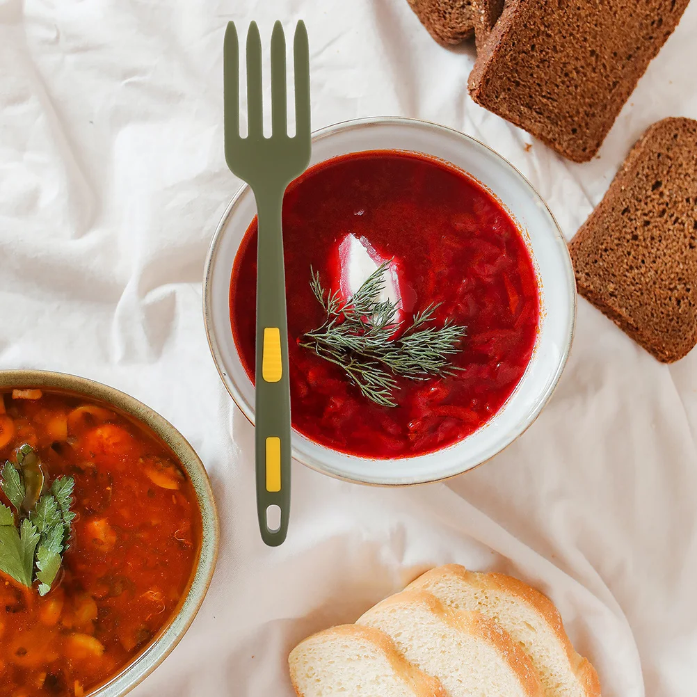 

2pcs Silicone Fork Long Handle Kitchen Pasta Fork Heat Resistant Nonstick Flexible Cooking Utensil For Spaghetti Noodles Salad