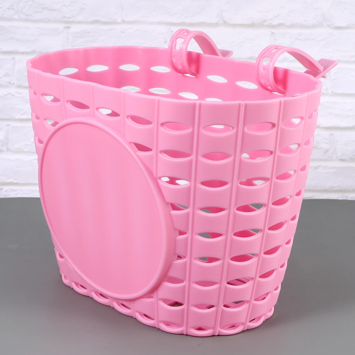 

1pc Premium Plastic Bike Basket Detachable Water Resistant Durable Storage Basket For Bicycle Front Handlebar Pink