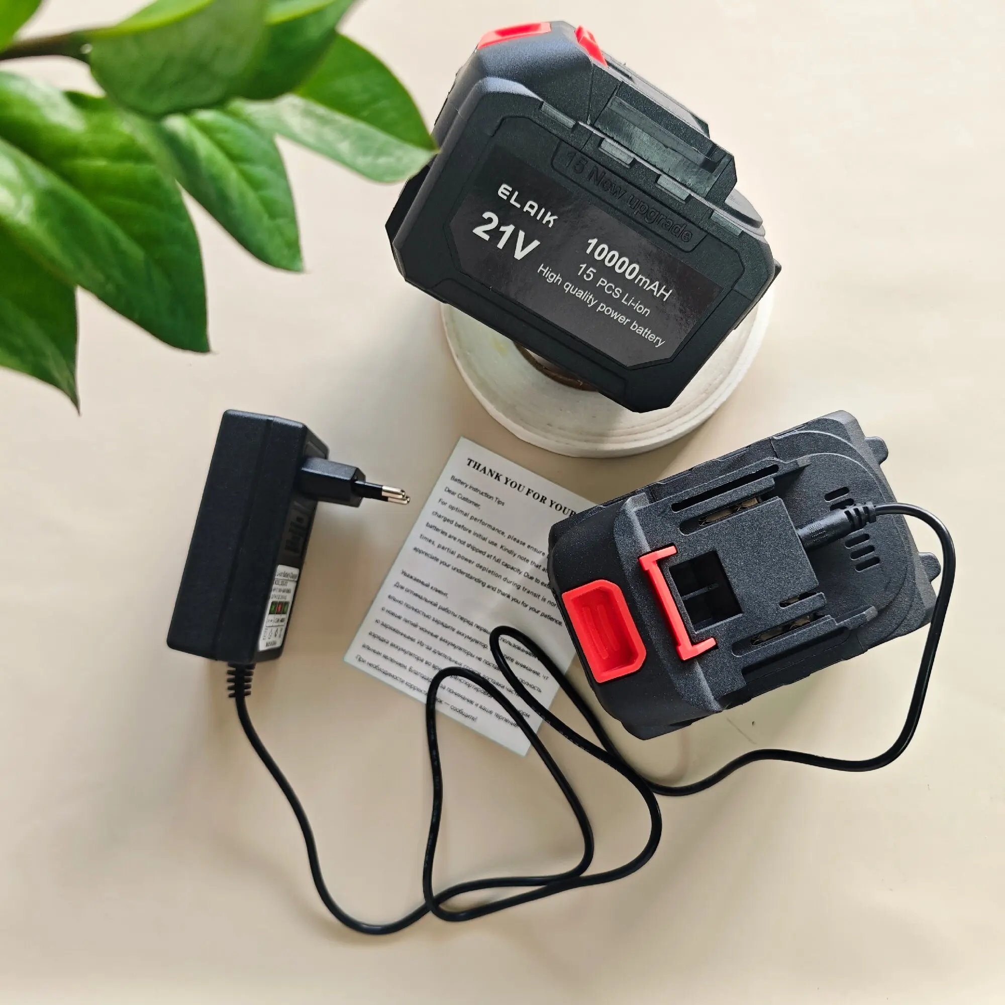21V 10000mAh High-Power Durable Lithium Battery with LED  for 18V 21V Series Electric Tools - Rechargeable Power Tool Accessory