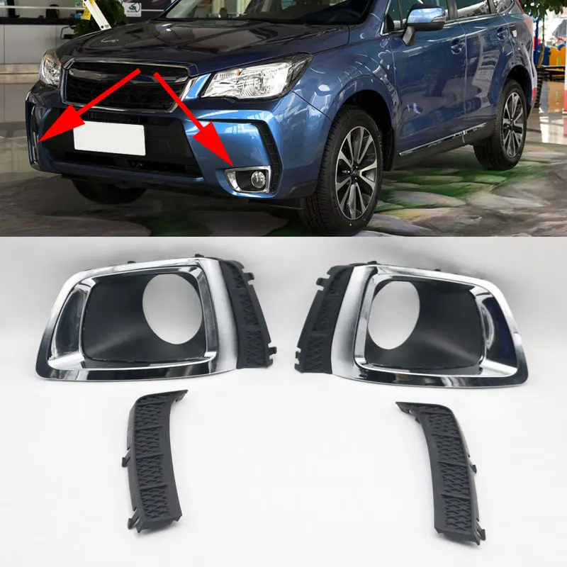 4Pcs/Set Front Bumper Fog Light Lamp Cover Trim Grille for Subaru Forester 2014 2015 2016 2017 2018 Foglight Garnish Frame Cap