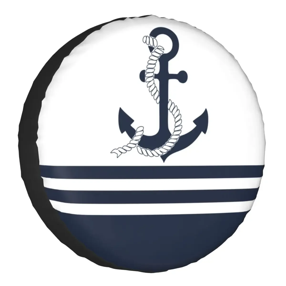 Nautical Blue Anchors With Blue White Stripes Spare Tire Cover for Jeep RV SUV 4WD Sailing Sailor Car Wheel Protector Covers