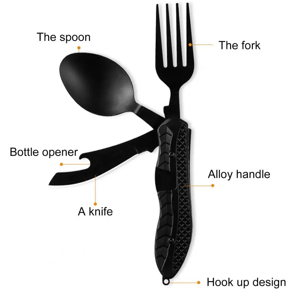 Camping Cutlery Set Foldable Split Burr-free Multifunctional 4 in 1 Travel Utensil Cutlery Set   Picnic Cutlery  for Outdoor