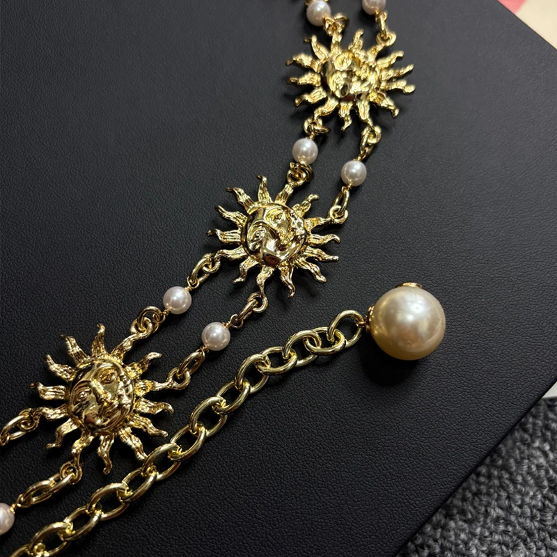 Golden Sun God Pearl Waist Chain Women\'s Dress Decoration Bright Gold Chain Waist Thin Belt