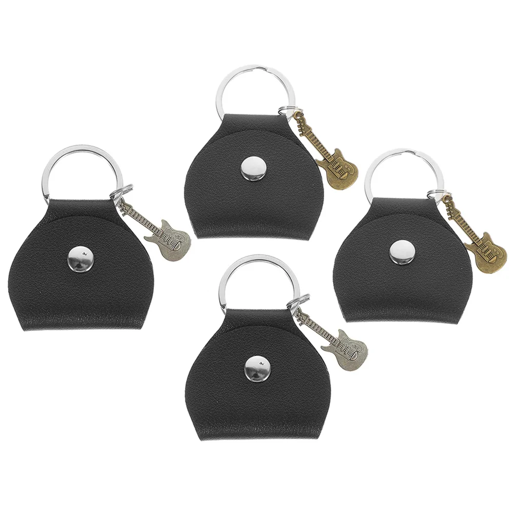 

4 Pcs Storage Bag Mini Guitar Plectrum Holder Compact Key Chain Pu Organizer