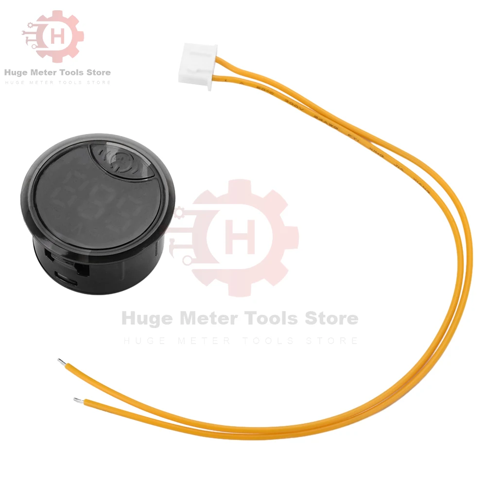 AC 50~265V LED Display Circular 2-wire Automotive Voltmeter Digital Car Voltage Current Meter Volt Detector Tester Monitor Panel