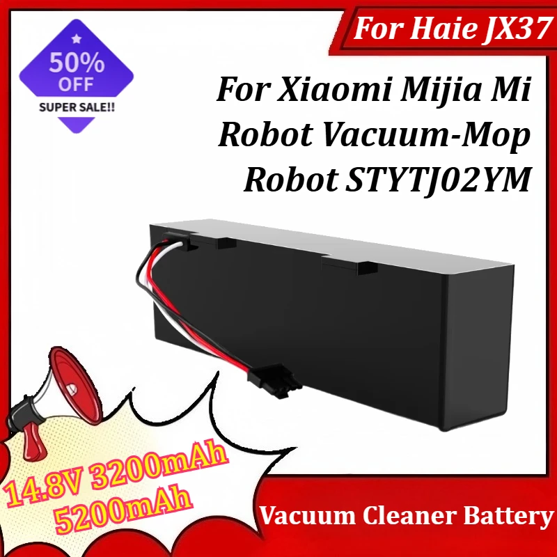 14.8V 3200mAh 5200mAh Battery for Haie JX37 for Xiaomi Mijia Mi Robot Vacuum-Mop Robot STYTJ02YM Vacuum Cleaner Battery