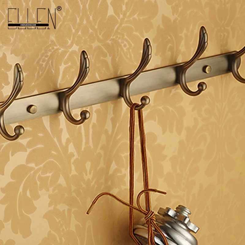 Vidric 1/3/4/5/6 wall hanger vintage brass robe hooks for clothes , antique bronze coat door wall hook bathroom accessories