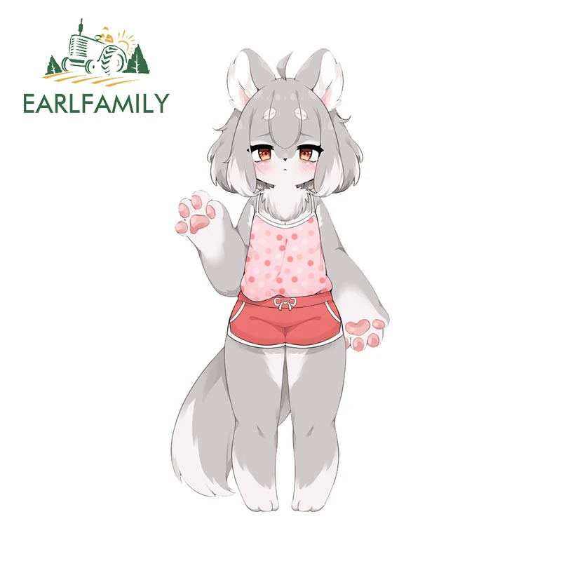 EARLFAMILY مثير فروي فتاة ملصقات السيارات مقاوم للماء الكرتون ملصق مائي محمول الوفير مرآة الرؤية الخلفية واقية من الشمس الزجاج الأمامي ويندوز