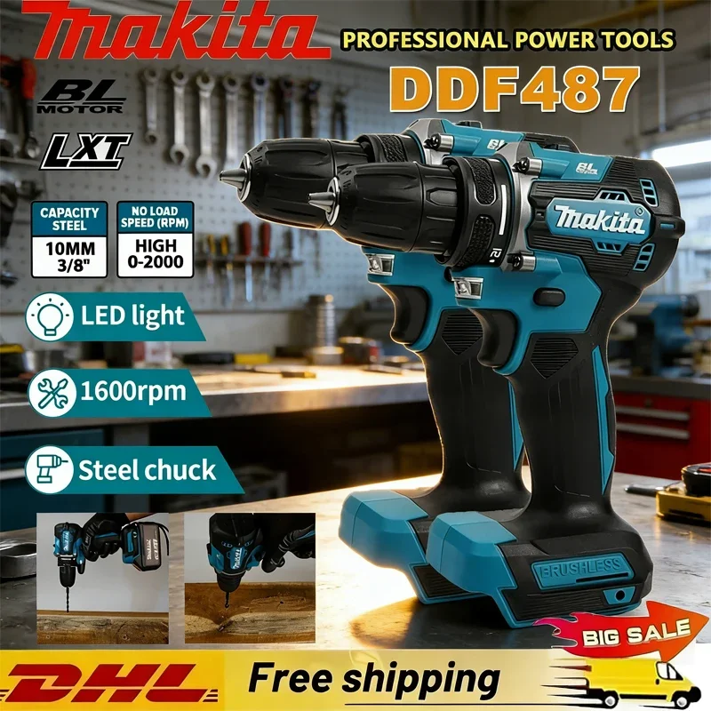 

Makita DDF487 Electric Drill Suitable for Five-rope Impact Drill of Decoration Team Uses Brushless for 18V Makita Battery