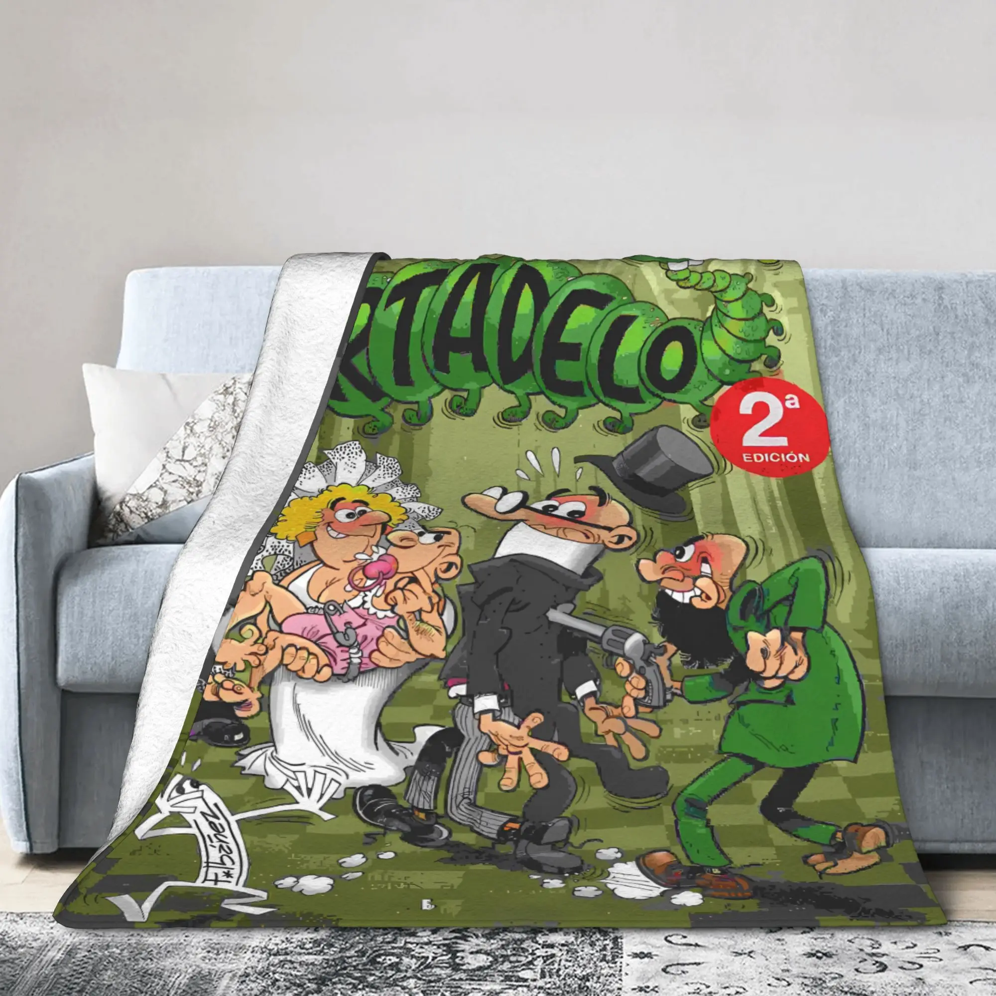 Mantas Mort & Phil Mortadelo y Filemón, ropa de cama suave y cálida de calidad, colcha esponjosa para Picnic en invierno y exteriores