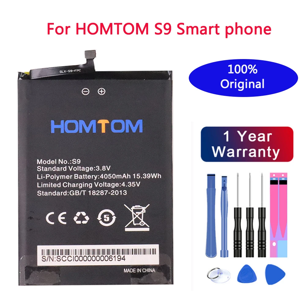 

100% New Original 4050mAh S9 Rechargeable Battery For HOMTOM S9 Smart Mobile Phone Battery Batteria + Free Tools