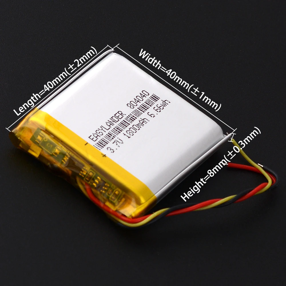 3Wires 604040 3.7V 1000mAh Lithium li Polymer Li-ion Rechargeable Battery 304040 404040 504040 704040 804040 904040 104040